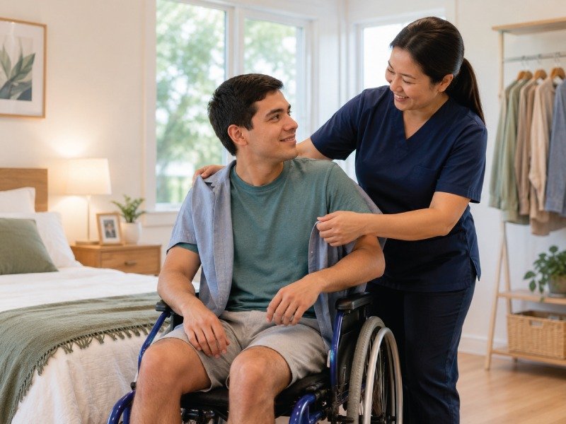 A participant receiving respectful personal support