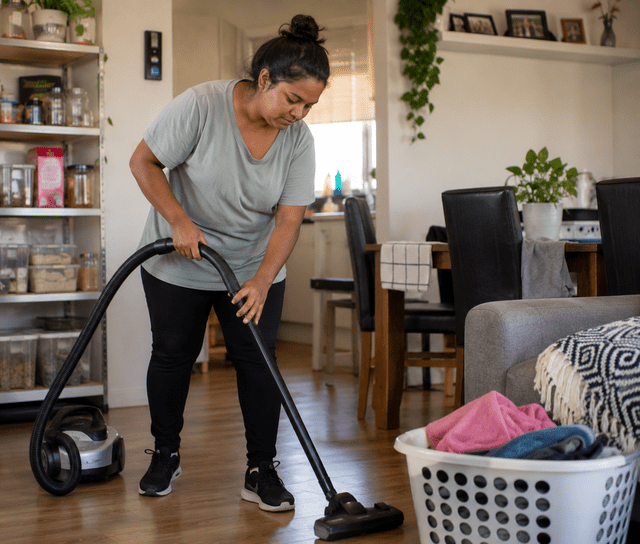 A support worker helping maintain a clean and comfortable home
